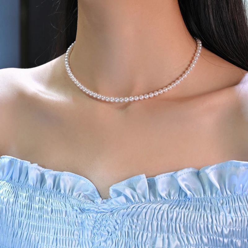 Classic Elegant White Pearl Chokers Necklace