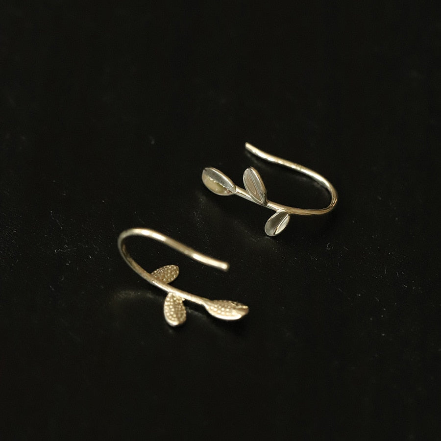 14k Gold Earrings Small Fresh Three Leaf Earrings