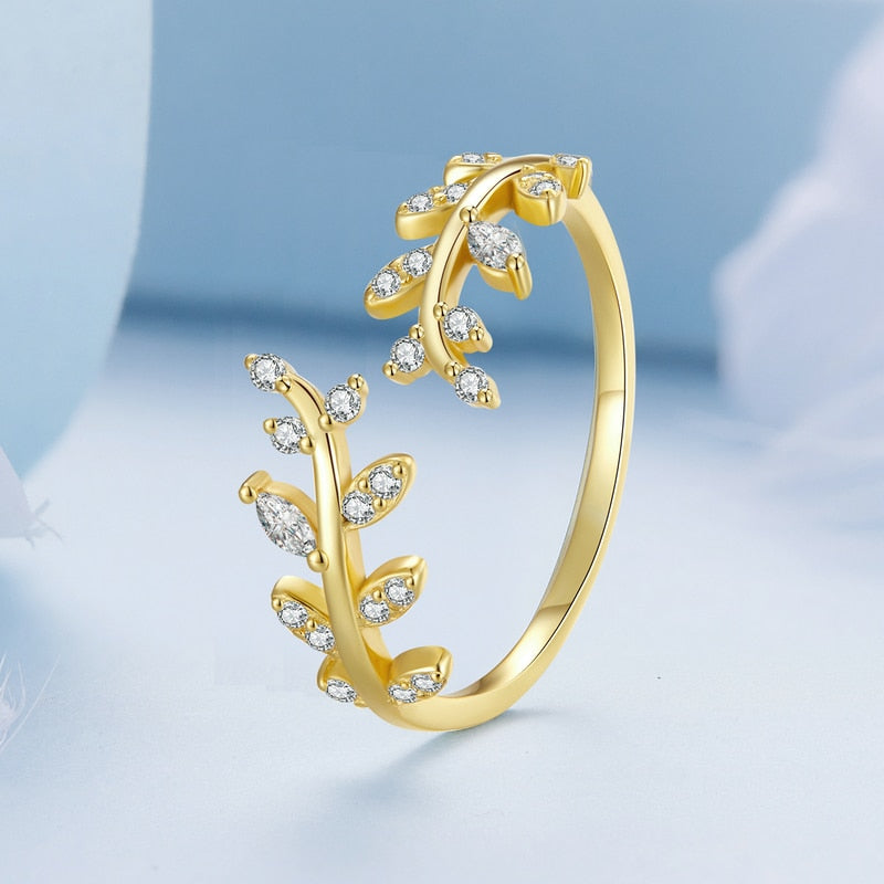 Delicate Leaf Open Ring