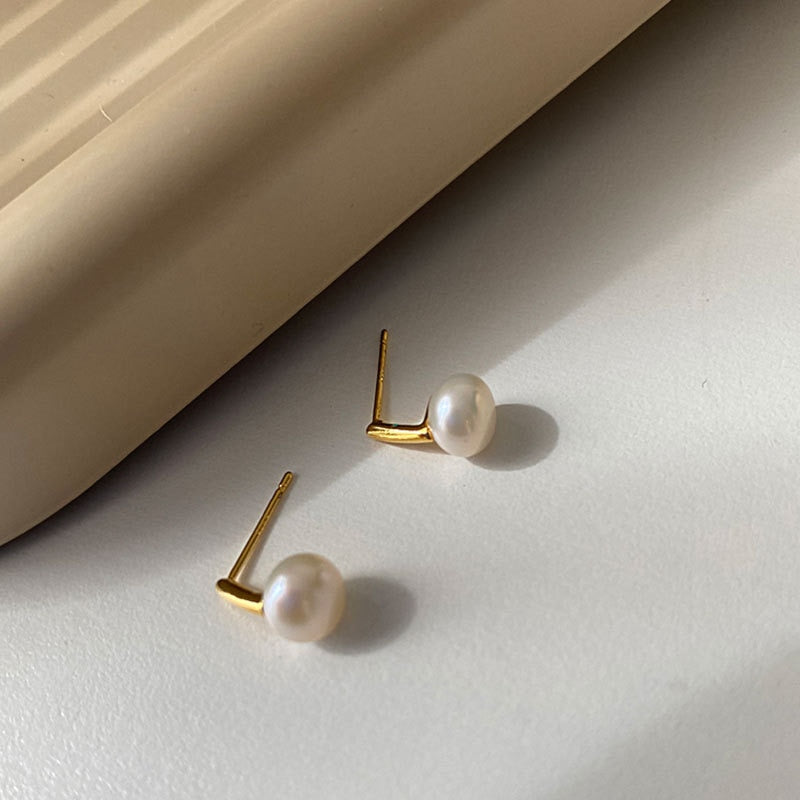 French Exquisite Natural Freshwater Pearl Earrings