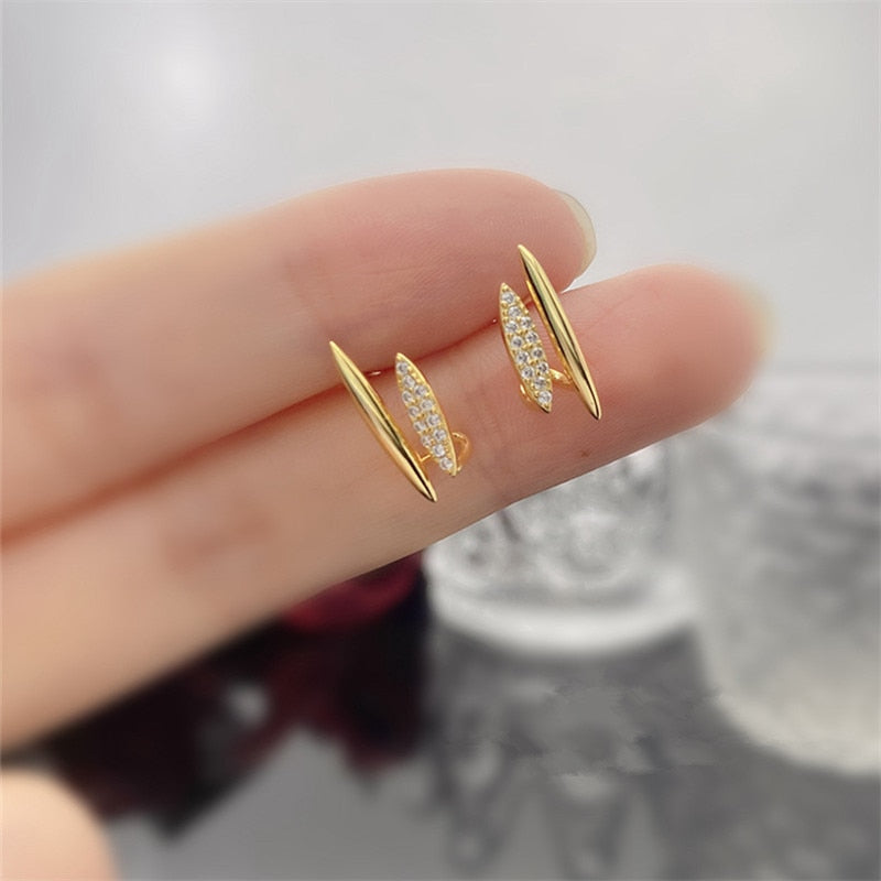 Temperament Inlaid Zircon Double Layer Earrings